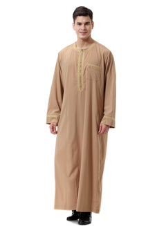Buy Men's Printed Zipper Round Neck Robe in Saudi Arabia