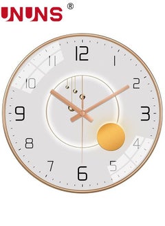 اشتري 12 Inch Wall Clock, Silent Non-Ticking Wall Clock Glass Round Clocks Modern Quartz Clock, Modern Decorative Wall Clocks for Home Living Room Bedroom Kitchen في الامارات