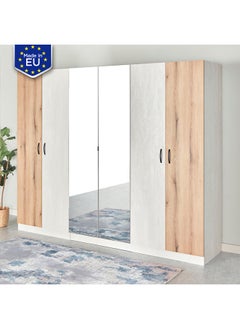 Buy Athens Rise 6-Door Wardrobe With 2 Mirrors 270 x 220 x 60 cm in Saudi Arabia