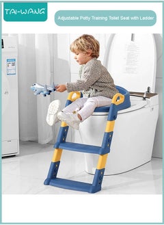 Buy Potty Training Toilet Seat with Step Stool Adjustable Ladder for Boys and Girls Baby Toddler Kids Children Toilet Training Seat Chair with Handles Padded Seat Non-Slip Wide Step in UAE