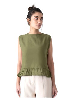 Buy Olive Sleeveless Peplum Blouse in Egypt