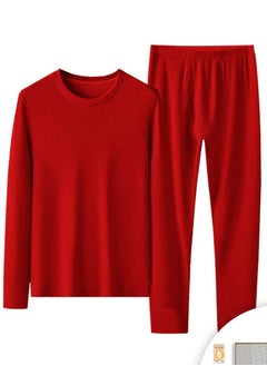 اشتري Mens Long Johns Fleese And Thick Thermal Underwear Set, 2 Piece Cold Weather Base Layer Set for Men Red في السعودية