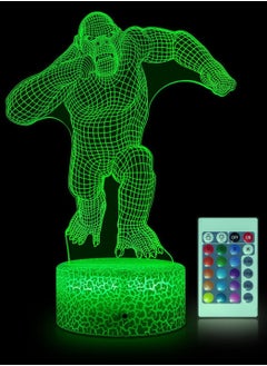 اشتري 3D Gorilla Lamp Illusion Multicolor Night Light 16 Color Changing Multicolor Night Lights/Dimmable Brightness/Remote Touch Kids Bedroom Desk Decor Ideal Birthdays for Boys Girls في الامارات