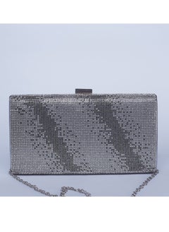 Buy Regimental Stripe Glamorous Crystal Clutch Bag with silver strape in Egypt