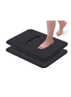 Buy 2-Pack Non-Slip Memory Foam Mats: Super Absorbent, Machine Washable Bath Rugs - Easy to Dry Kitchen Mats for Bathroom Floors, Pack of 2 [Black] in UAE