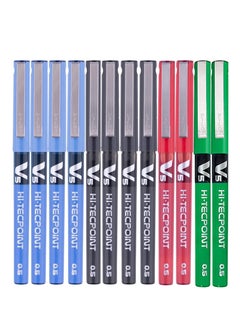 Buy 12-Piece Hi-tecpoint V5 Fine Rollerball Pen Multicolour in UAE