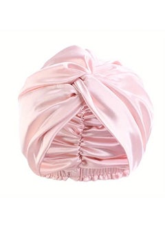 اشتري Elegant Satin Ruched Bonnet Double Layer Knotted Elastic Turban Soft Shower Cap Sleeping Night Hat Hair Bonnet في الامارات