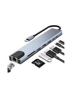 Buy USB C Hub adapter 8 in 1 USB C Dongle with 4K@60Hz HDMI, RJ45 Ethernet, 100W PD, SD/TF Card Reader, 2 USB Ports, USB Type C Hub for MacBook Pro Air M1 in Egypt