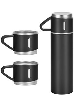 Buy 500ml/17 OZ Stainless Steel Thermo Bottle with 3 Cups, Insulated Coffee Water bottle for Hot and Cold Drinks, Vacuum Flask Set in UAE