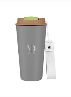 اشتري Voidrop Travel cups 16oz 500ML Tumbler Coffee Travel Mug Spill Proof with Lid hot beverage travel mug thermal mug powder coating tumbler Stainless Steel outer powder coated(Mate Gray) في الامارات