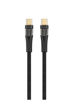 اشتري Transparent Cable USB-C to USB-C / 100W Charging / Long Length / 10000 Bends / Charge & Sync / Secure & Safe / High Transfer Speed / Quick Charge Technology / Wide Compatible / LED Light - Black في الامارات