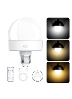 Buy Rechargeable Battery Operated Light Bulbs, 300LM E26 Screw in (Magnetic Detachable) Light Bulb for Lamps with Remote Control Dimmable＆Timer, Wireless Puck Emergency Lamp for Non-Hardwired Wall Sconce in Saudi Arabia