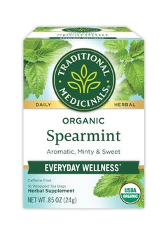 Buy Traditional Medicinals Organic Spearmint Aromatic, Minty & Sweet Everyday Wellness 16 Wrapped Tea bags 24g in UAE