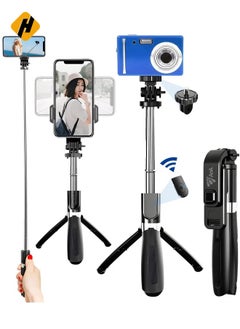 Buy Selfie Stick Tripod Bluetooth remote, Extendable 1m Telescopic Selfie Stick, Handheld Tripod, Wireless Remote compatible with iPhone 12/Xs/iPhone 8/iPhone 11/11pro, Galaxy S10/S9 Plus/S8/Note8 in UAE