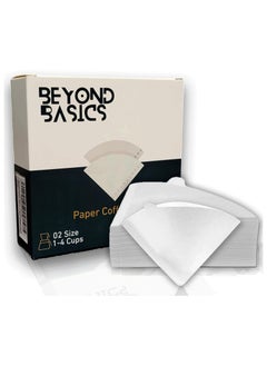 Buy Beyond Basics Coffee Filter Paper 100Pcs - Unbleached Disposable V60 Coffee Filters For Dripper Cone Shaped Set - White. in UAE