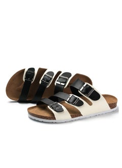 اشتري Casual Buckle Sandals Men's Beach Shoes Women's Cork Slippers White/Black في السعودية