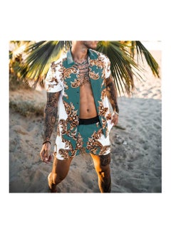 Buy Men's Shirt Casual Loose Shorts Beach Suit in Saudi Arabia