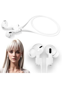 Buy 1pc Soft Silicone Anti-Lost Rope for Wireless Bluetooth Earphone Neck Strap Cord - White in Egypt