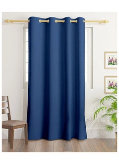 اشتري Solid Dyed Blackout Curtains With Groomets - Polyester-Single Window Curtain- Sound, Sunlight And Heat Insulation- 240X140Cm - Blue في الامارات