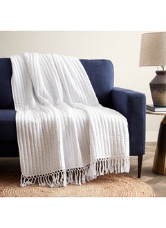 اشتري Wren Microfibre Quilted Throw With Tassels 130 x 170 cm في السعودية