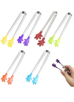 Buy 6PCS Silicone Mini Tongs, 6 Inch Hand Shape Food Tongs, Colourful Small Kids Tongs For Serving Food, Ice Cube, Fruits, Sugar, Barbecue in Saudi Arabia