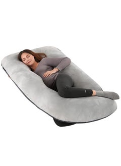 Buy Pregnancy Pillows, Full Body Pillow with Removable Velvet Cover, Maternity Pillow for Pregnant Women (Black & Grey) in Saudi Arabia