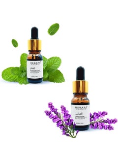 Buy MedspaClinic Pure Peppermint and Lavender Essential Oil - 100% Natural and Therapeutic Grade - Aromatherapy for Upliftment and Relaxation Combo - 10ml each | 0.33oz Bottle in UAE