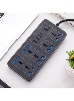 Buy Tycom Power Strip Surge Protector with USB- Extension Cord Flat Plug with Widely 6 AC Outlet and 3 USB 1Type C, Small Desktop Station with 6 ft Power Cord, Compact Socket in UAE