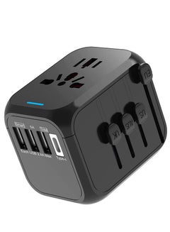 Buy International Power Plug Adapter with 3 USB Ports & 1 Type-C Port (5V/3A), 4 AC Outlet Adaptor Charger for US to Most of Europe Iceland Spain Italy France Germany in UAE