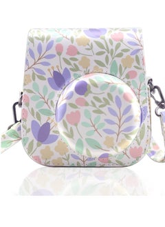 Buy Camera Bag Compatible with Fujifilm Instax Mini 11 Instant Camera Protective Bag Vintage Floral Pu Leather Camera Organizer with Shoulder Strap Purple Floral Camera Bag in Saudi Arabia