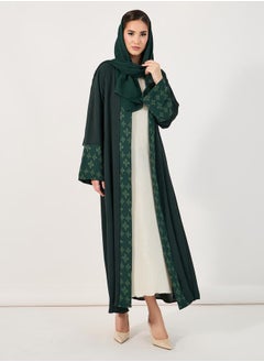 Buy Floral Border Print Crepe Abaya with Hijab in Saudi Arabia