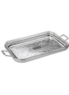 Buy Queen Anne Medium Rectangular Tray Silver plated with hands (51*29 cm) 0/6336 |Kitchen Serveware Tray in UAE