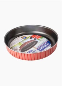 Buy Stripy Round Baking Oven Tray Red & Black 26cm in Saudi Arabia