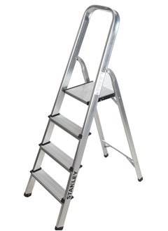 Buy STANLEY Step Ladder | 4 Steps Aluminum Ladder | Anti Slip Steps | Non-Slip Rubber Edge Guards | 150 KG Loading Capacity | EN131 Approved in UAE