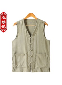 Buy Summer Thin Cotton Linen Mens Sleeveless VestArmy Green Army Green in Saudi Arabia