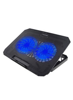 اشتري N11 Adjustable Mute Notebook Dual Fan Cooler Desktop Laptop Cooling Stand - Blue Light في مصر
