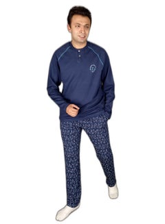 Buy "Men Winter Pajama Set Long Sleeve & Long Pants - Navy Blue in Egypt