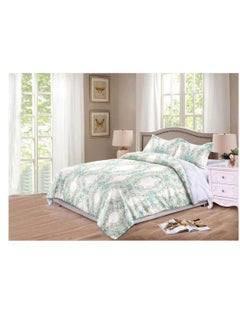 Buy 6-Pieces Glace Cotton Printed Fancy Comforters Set Fixed duvet, fitted bedsheets and pillowcase King Size F28 in UAE