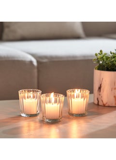 Buy Tria Clear 3-Piece Tealight Holder Set 6 x 6 x 6 cm in UAE