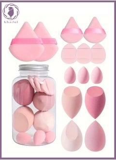 Buy 14-Piece Makeup Sponge Set- Multi soft color Mini Makeup Sponge, Powder Puff Long Lasting Beauty Sponge Wet & Dry Use for Women (Pink) in Saudi Arabia