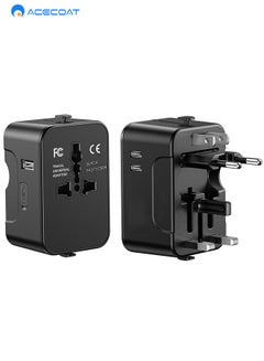 Buy Universal Travel Adapter Worldwide, Travel Plug Adapter Worldwide International Travel Adapter With 2 USB-C&1 USB-A, World Travel Adaptor All in One Universal Charger Power Adapter for EU US UK AU in Saudi Arabia