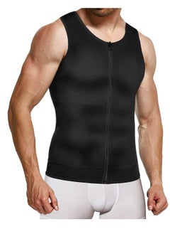 اشتري Men Compression Shirts Slimming Undershirts Shapewear Waist Trainer Body Shaper Vest Zipper Tank Top Men, L Size في الامارات