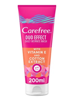 Buy Carefree Daily Intimate Wash, Duo Effect With And Cotton 200 Ml in Saudi Arabia