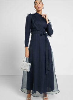 Buy Puff Sleeve Belted Dress in Saudi Arabia