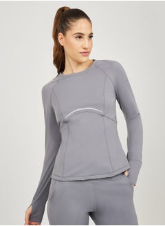 Buy Back Mesh Insert Seam Detail Thumbhole Top in Saudi Arabia