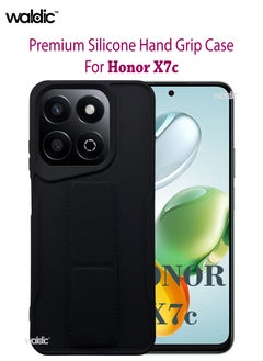 اشتري حامل يد هونر X7c | غطاء حافظة بمقبض يد مغناطيسي من السيليكون الفاخر مصمم لهاتف Honor X7c | حافظة Honor X7c للكاميرا وغطاء خلفي واقٍ رفيع للحماية من السقوط لهاتف Honor X7c - أسود في السعودية