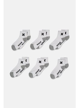 Buy Men 6 Pairs Terry Crew Socks, White/Grey/Black in UAE