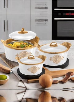 Buy Rashi Gold Star Premium Insulated Casserole Set of 3 Pieces-1200ml,2000ml, and 3000ml in Saudi Arabia