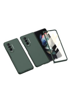 Buy Luxury Case Slim Flip Full Cover For Samsung Galaxy Z Fold 3 Case Anti-knock Plastic Matte Hard Cover with Screen Tempered Glass For Samsung Galaxy Z Fold 3 in UAE