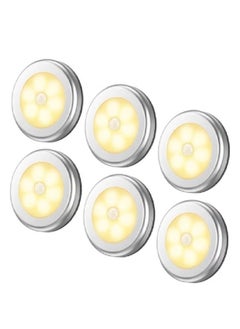 Buy Pack of 6 Motion Sensor LED Night Lights, Battery-Powered Stick-On Lights for Closets,Stairs, and Cabinets (Warm White) in Saudi Arabia